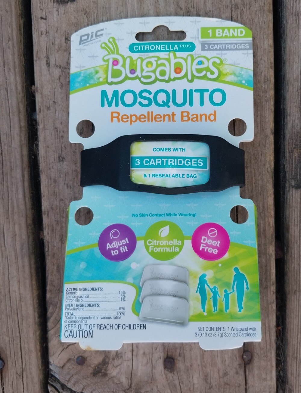 PIC Mosquito Repellent Band With 3 Cartridges - Black with Citronella